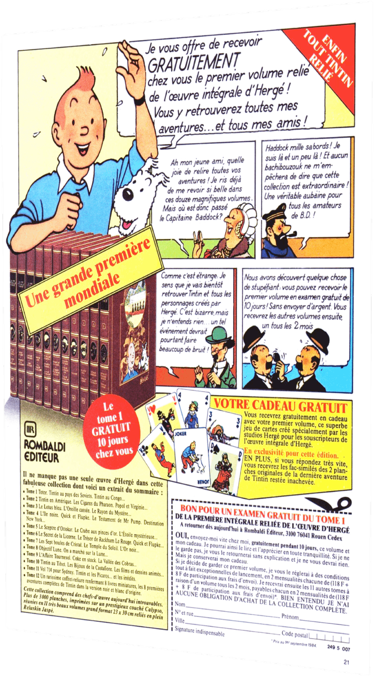 Publicités L'intégrale d'Hergé