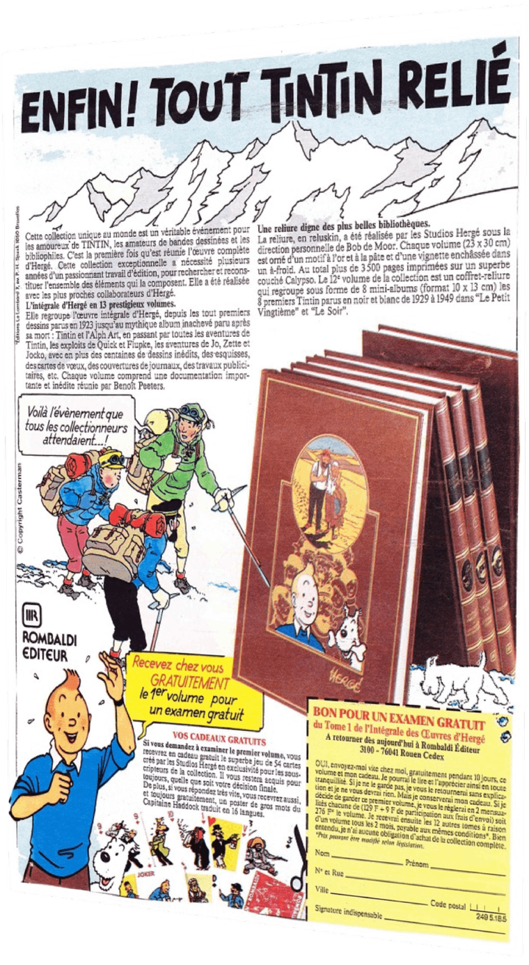 Publicités L'intégrale d'Hergé
