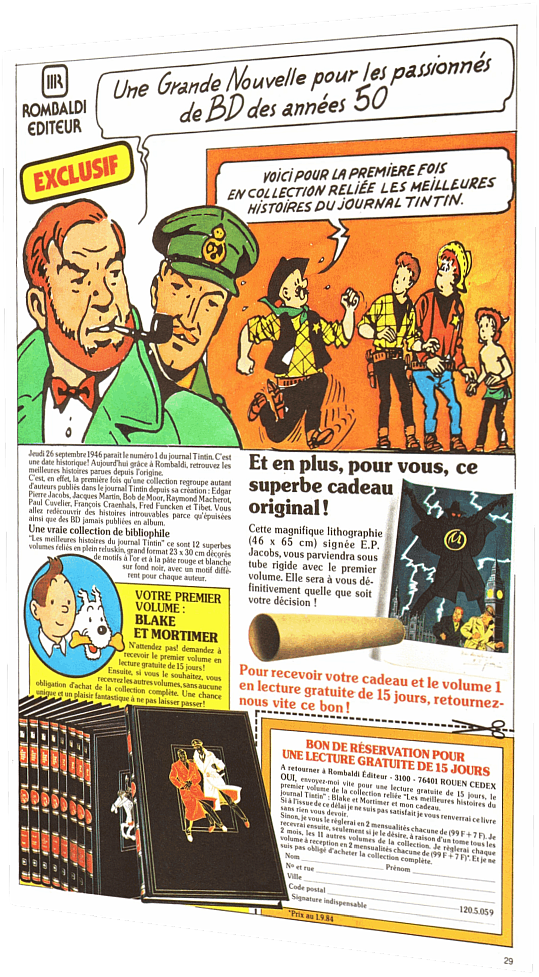 Publicité les meilleures histoires du journal de Tintin